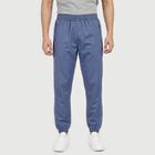 Men's Mid Blue Regular Fit Solid Track Pants, मध्यम नीला, small