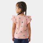 Girls Pink Cotton Round Neck Regular T-Shirt, Pink, small