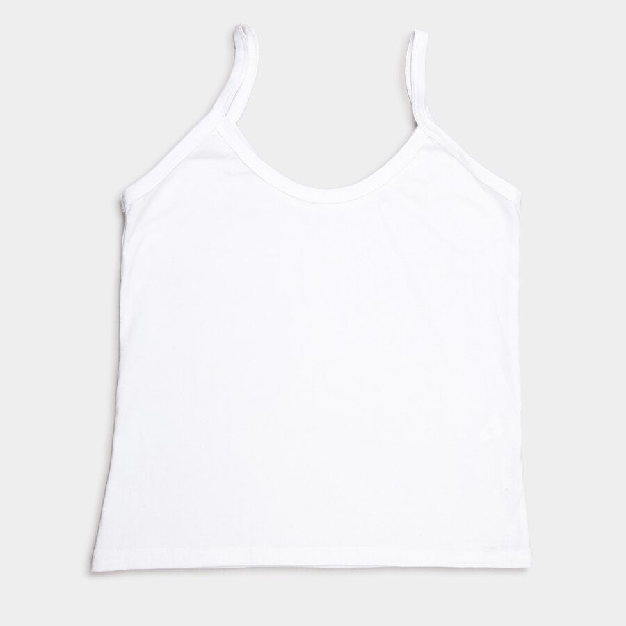 Girls Cotton Solid Vest, White, large image number null