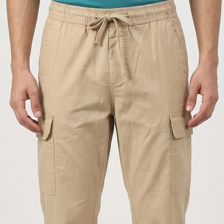Men's Off White Slim Fit Cargo Trousers, Off White, large