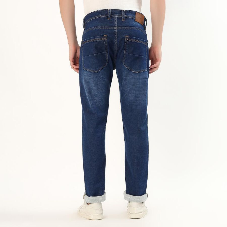 Men's Deep Indigo Blue Slim Fit Jeans, मध्यम नीला, large image number null