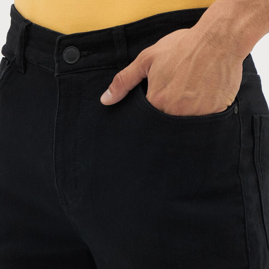 Men's Jet Black Slim Fit Five Pocket Jeans, काला, large image number null