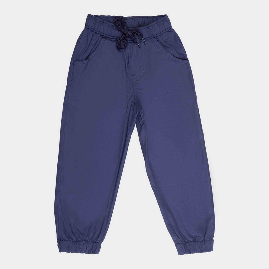 Boys Cotton Joggers, Navy Blue, large image number null