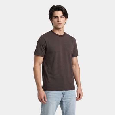 Men's Brown Round Neck Regular T-Shirt