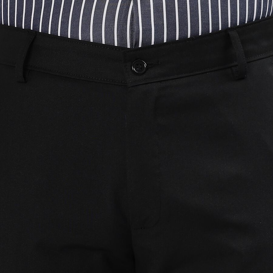 Men's Slim Fit Formal Trousers, काला, large image number null