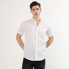 Men's Snow White Cotton Half Sleeve Classic Casual Shirt, White, small