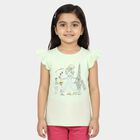 Girls Mint Green Cotton Round Neck Casual T-Shirt, Light Green, small