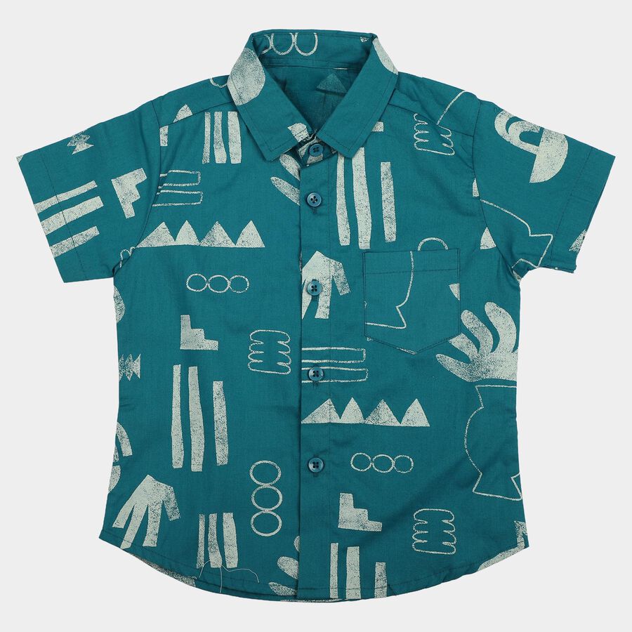 Boys' Casual Shirt, मध्यम नीला, large