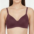 Women's Wine V-Neck Wireless Padded T-Shirt Bra, Wine, small