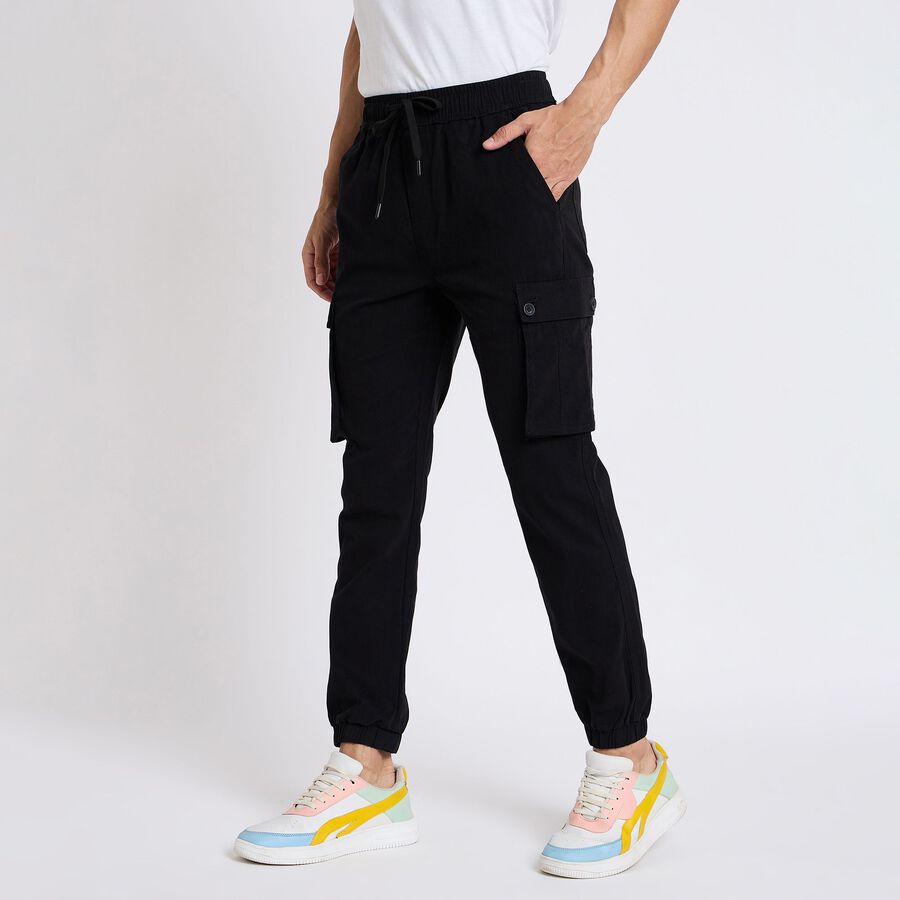 Men's Slim Fit Casual Trousers, Black, large image number null