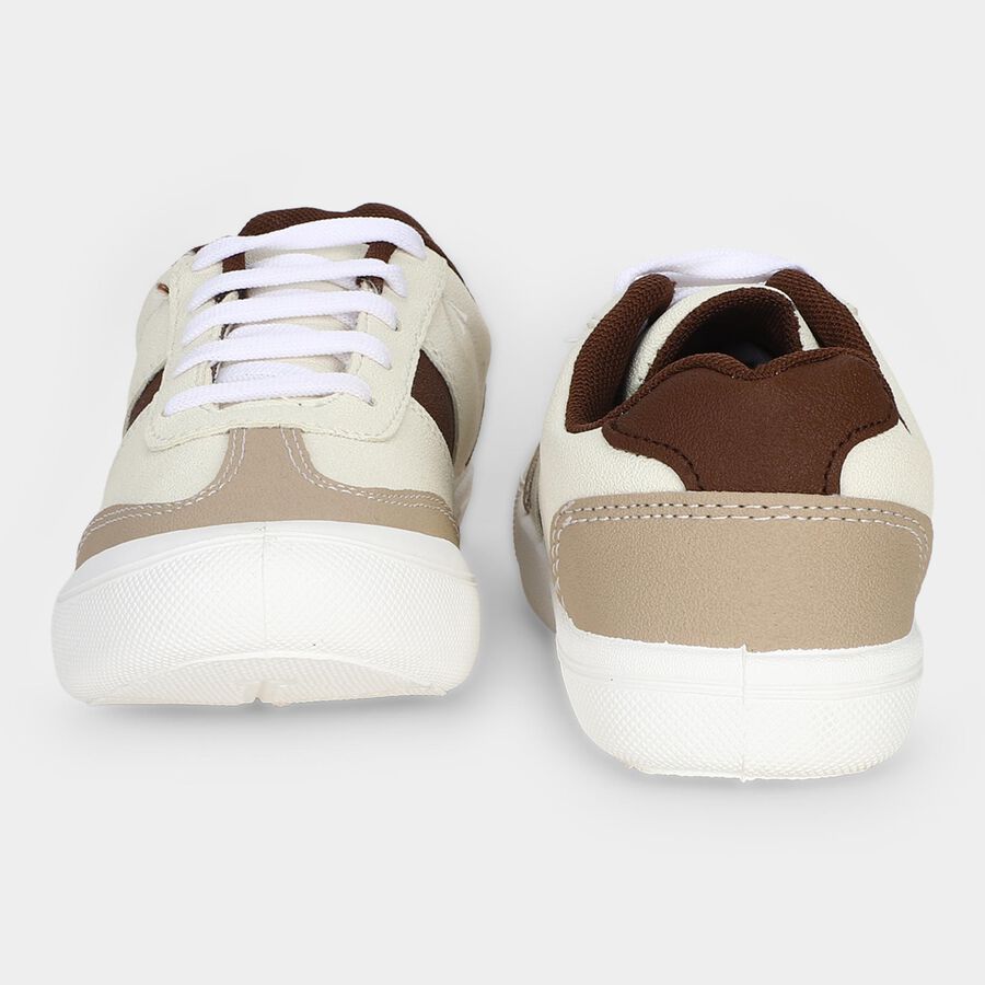 Boys' Brown Lace-Up Sneakers, भूरा, large