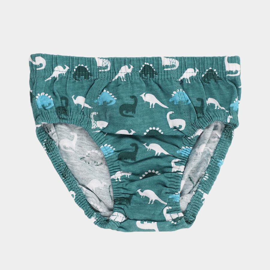 Boys' Muted Teal Green and Light Grey Regular Fit Printed and Solid Briefs, हल्का हरा, large image number null
