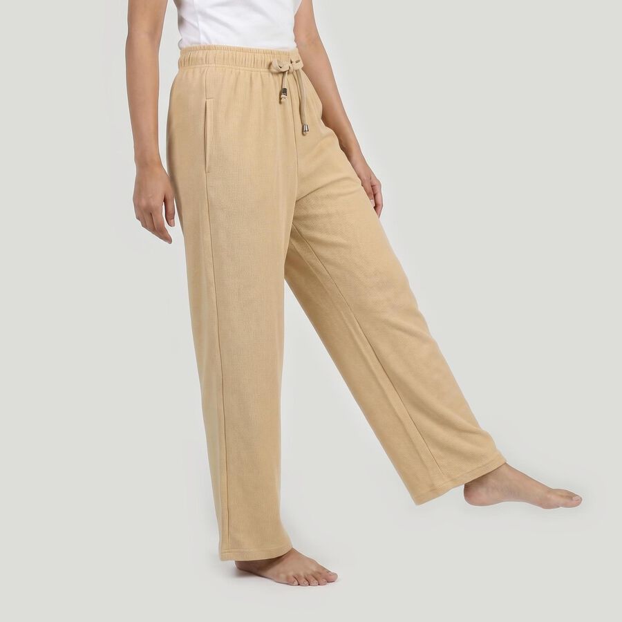 Women's Beige Regular Fit Solid Pyjama, गहरा पीला, large