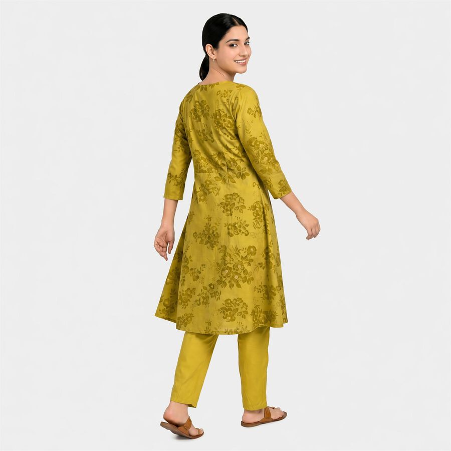 Women's Olive Green Floral Printed Ethnic Set, Light Green, large