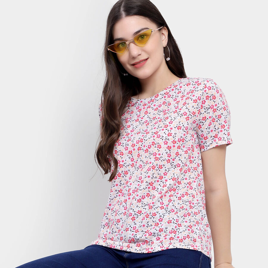 Round Neck T-Shirt, White, large image number null