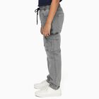 Boys' Muted Grey Relaxed Fit Cargo Jeans, Light Grey, small image number null
