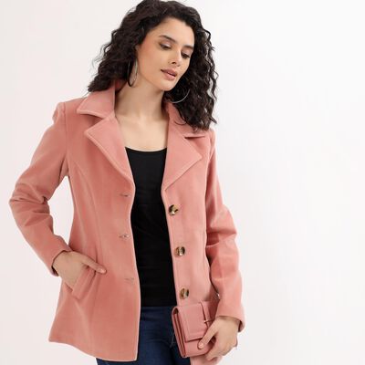 Women's Light Pink Classic Button-Front Jacket