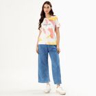 Women's Stonewashed Blue Wide-Leg Relaxed Fit Jeans, Mid Blue, small image number null