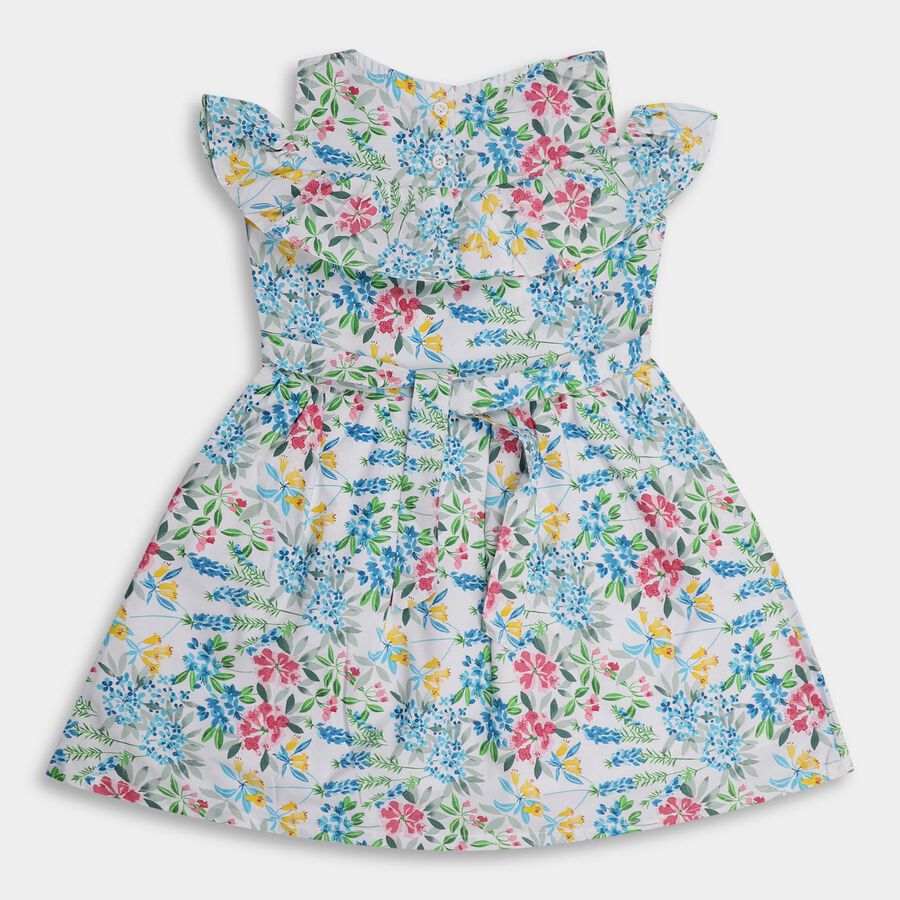 Girls' 100% Cotton Frock, ऑफ व्हाइट, large image number null