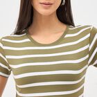 Women's Olive Green Round Neck Crop Top, Olive, small image number null