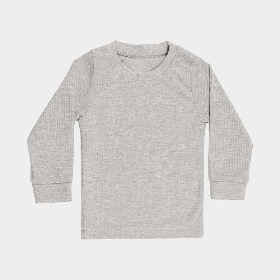 Boys Light Grey Round Neck Thermal, मिश्रित मध्यम ग्रे, large image number null