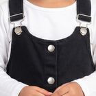 Girls' Black A-Line Button Front Pinafore Frock, काला, small