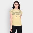 Ladies' Round Neck T-Shirt, खाकी, small