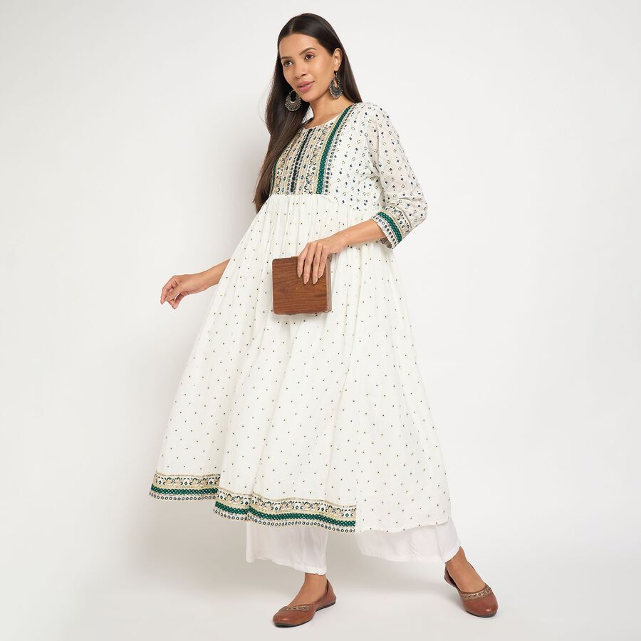 Ladies' 100% Cotton Ethnic Set, Dark Green, large image number null