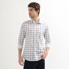 Men's Rich Eggshell White Cotton Classic Casual Shirt, White, small