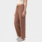 Women's Brown Relaxed Fit Solid Elastic Waist Pyjama, Brown, small