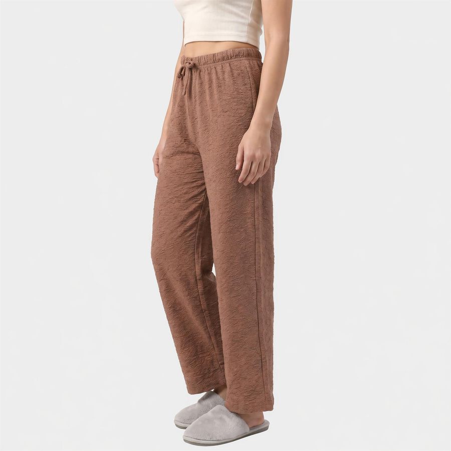 Women's Brown Relaxed Fit Solid Elastic Waist Pyjama, Brown, large