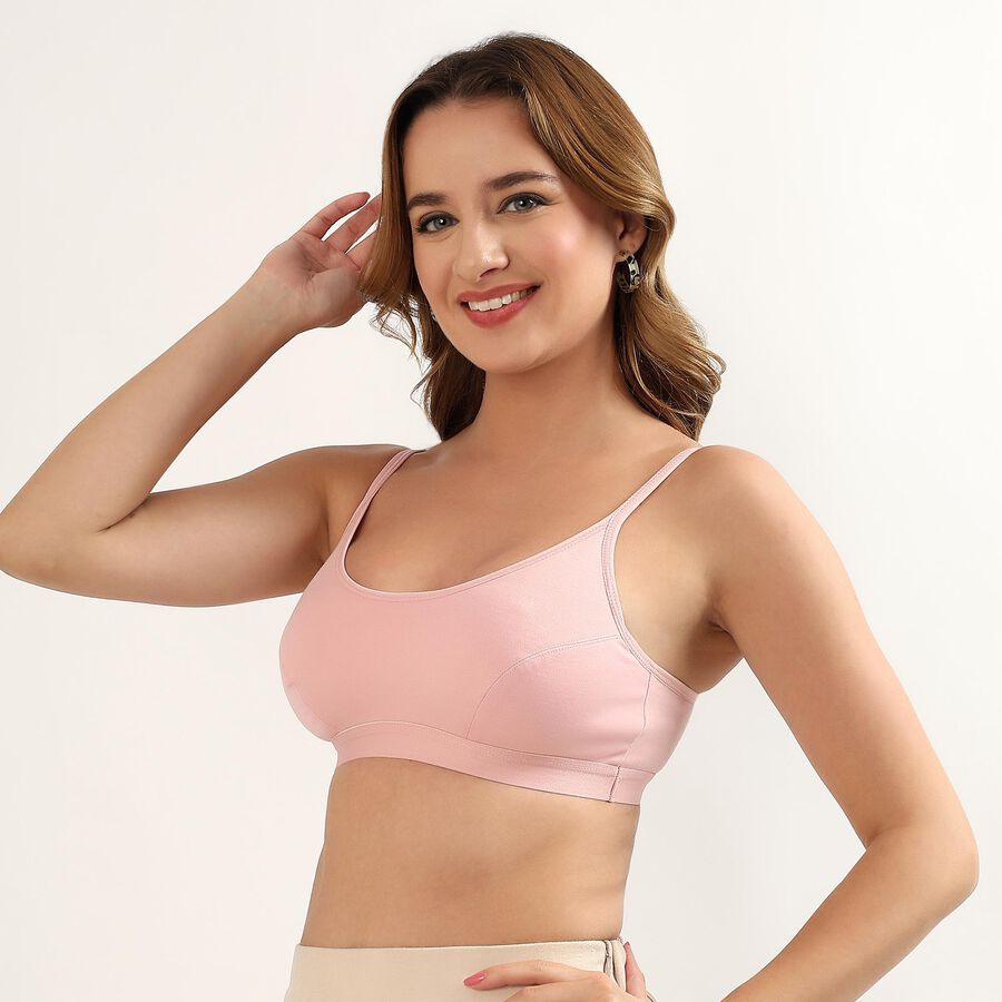 Women's Light Pink Plunge Wireless Bra, Light Pink, large