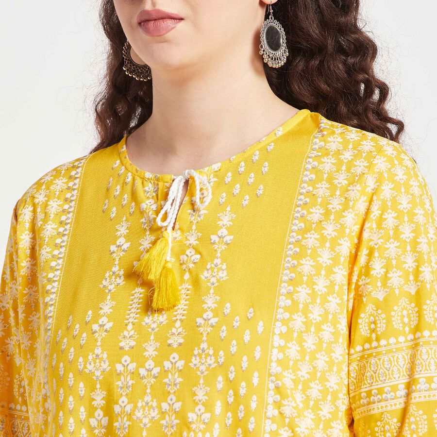 Solid Straight Kurti, Yellow, large image number null