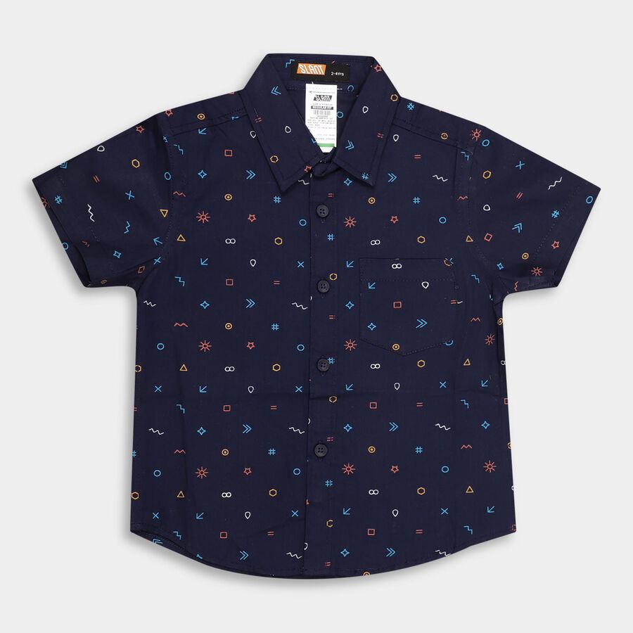 Boys' 100% Cotton Casual Shirt , नेवी ब्लू, large image number null