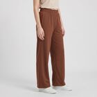 Women's Brown Wide Leg Solid Track Pants, Brown, small