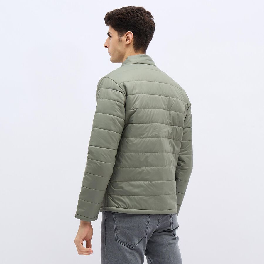 Men's Light Sage Green Mandarin Collar Quilted Jacket, हल्का हरा, large image number null