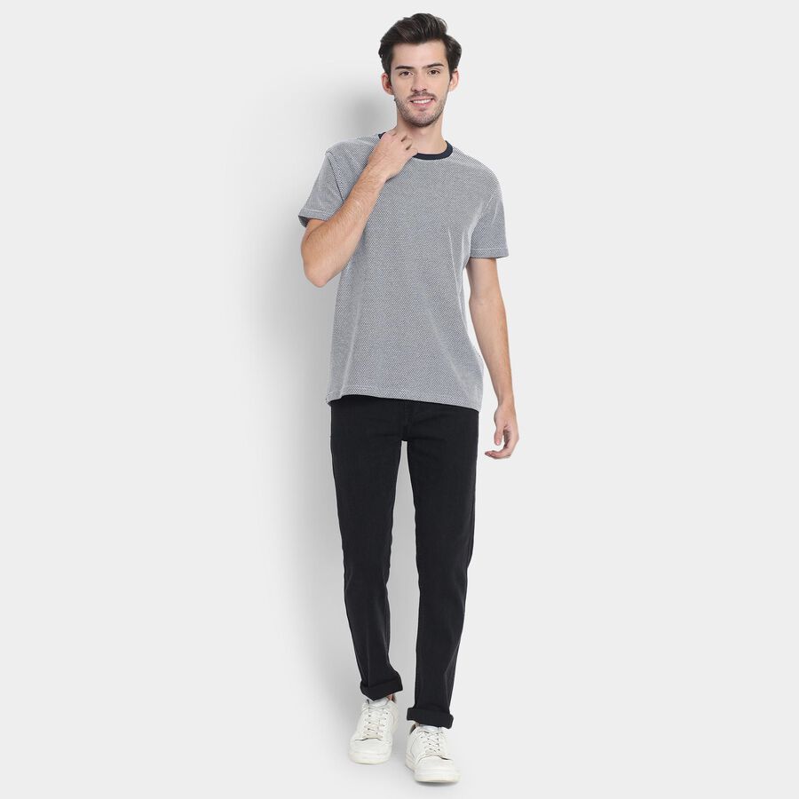 Men's Round Neck Half Sleeves T-Shirt , Navy Blue, large image number null