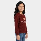 Girls' Maroon Crew Neck Graphic Print Sweatshirt, Wine, small