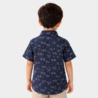 Boys Navy Blue Cotton Casual Shirt, Navy Blue, small