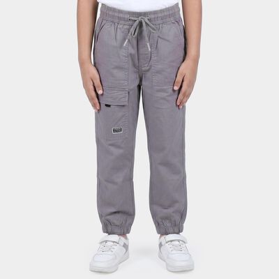 Boys Grey Regular Fit Cargo Trousers