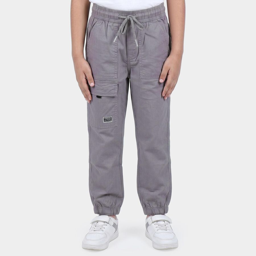 Boys Grey Regular Fit Cargo Trousers, Light Grey, large