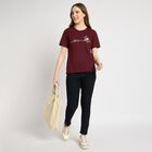 Ladies' Round Neck T-Shirt , Wine, small