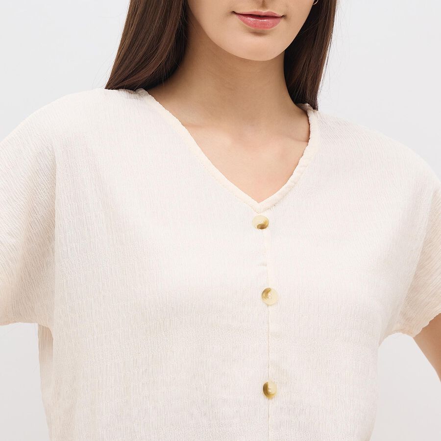 Women's Eggshell White Self Design Ethnic Set, सफ़ेद, large image number null