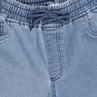 Boys' Light Powder Blue Regular Fit Elastic Waist Jeans, मध्यम नीला, small