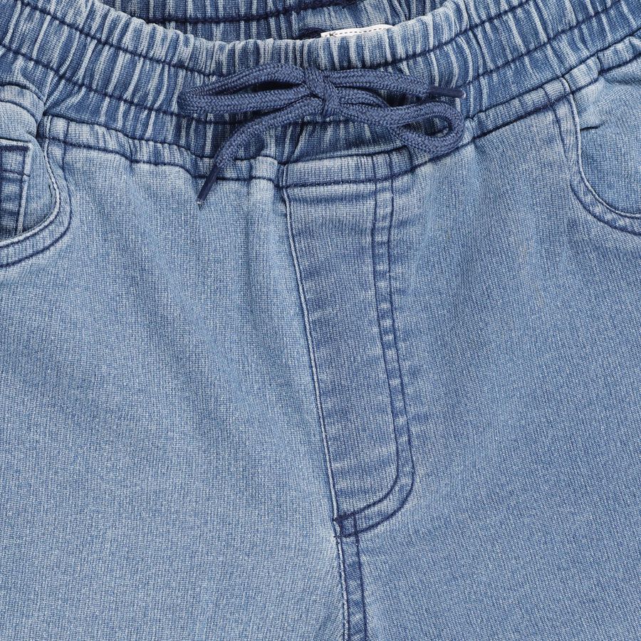 Boys' Light Powder Blue Regular Fit Elastic Waist Jeans, मध्यम नीला, large