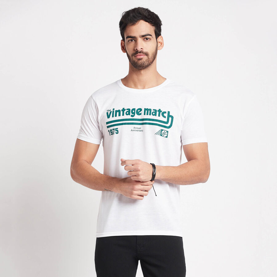 Round Neck T-Shirt, White, large image number null