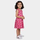 Girls' Pink Floral Printed Sleeveless A-Line Frock, गुलाबी, small