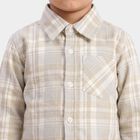 Boys Beige Spread Collar Casual Shirt, Beige, small