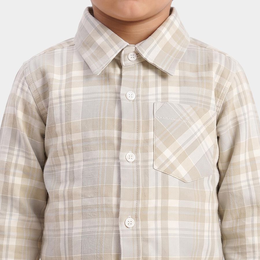 Boys Beige Spread Collar Casual Shirt, Beige, large