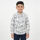 Boys White Cotton Long Sleeve Collar Regular Fit Shirt, White, small